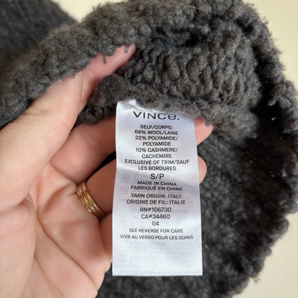 VINCE Women's Crew Neck Wool Cashmere Blend Small Gray Grey Chunky Knit Sweater - Picture 3 of 7